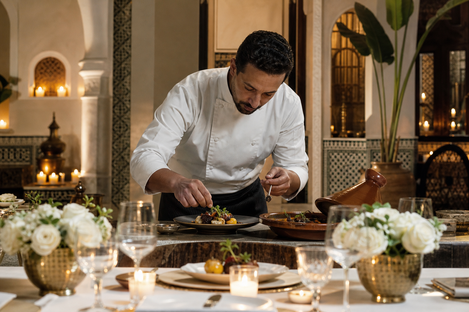 Dîner préparé par un chef privé au Maroc